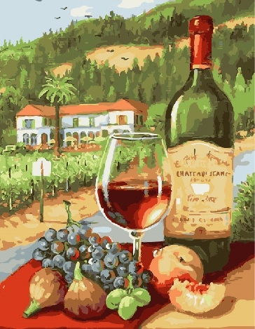 Картина по номерам «Летний натюрморт с вином и фруктами» 40*50