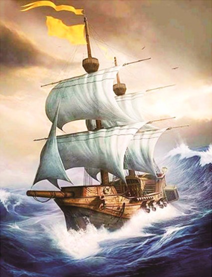 Мозаика на подрамнике «Разящий корабль в буйном море» 40*50