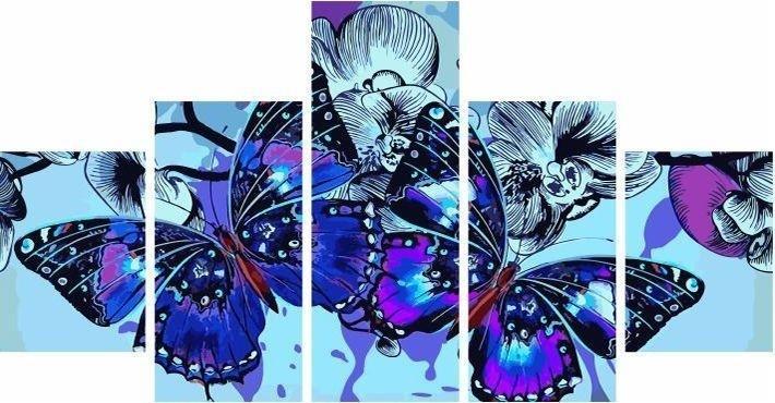 Картина (пентаптих) по номерам «Бабочки» 30*40-2шт, 30*60-2шт, 30*80-1шт